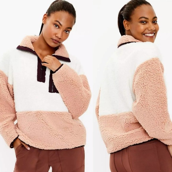 Lou & Grey Jackets & Blazers - Lou & Grey Colorblock Cozy Up Sherpa Zip Jacket Size XL